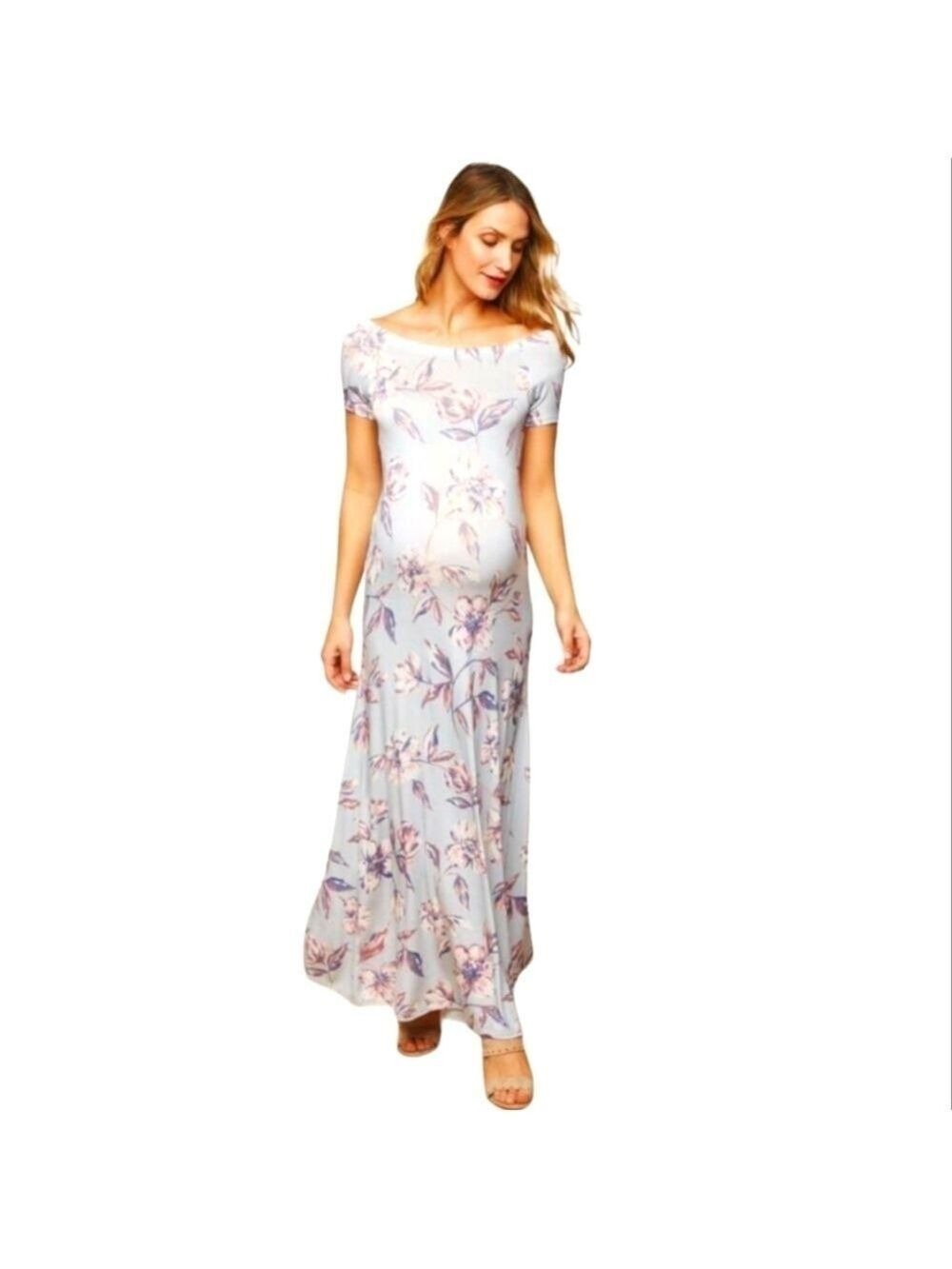 Motherhood Maternity Off the Shoulder Floral Maxi Dress Size Small EUC